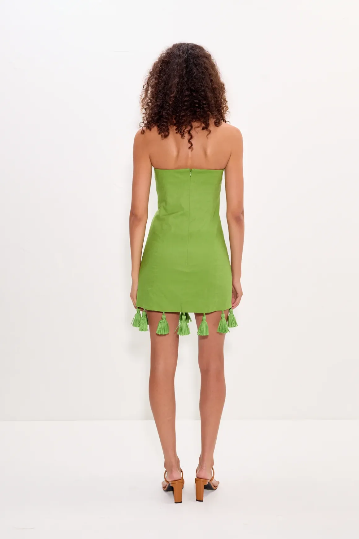 Freyafreya linen tassel mini dress