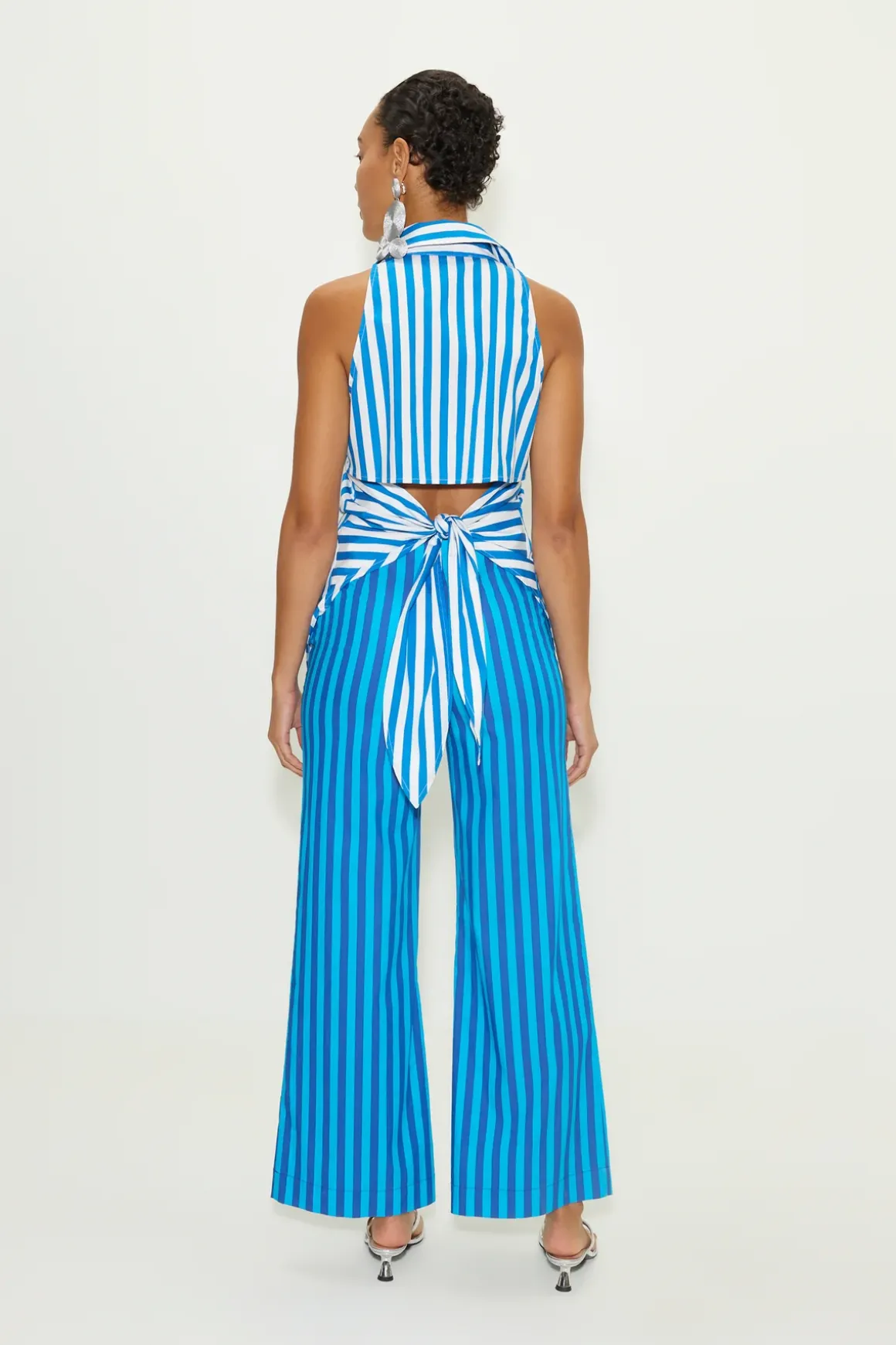 Lochloch striped sleeveless poplin button up
