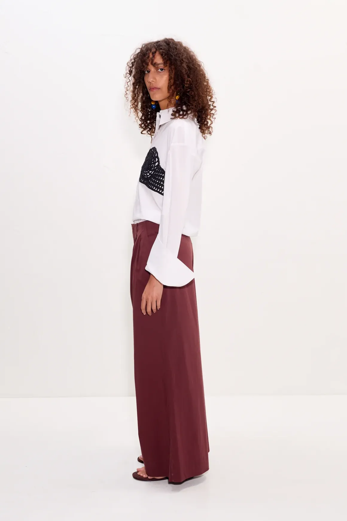 Marenmaren poplin crochet button up