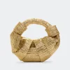 Metallicmetallic raffia lopsy bag