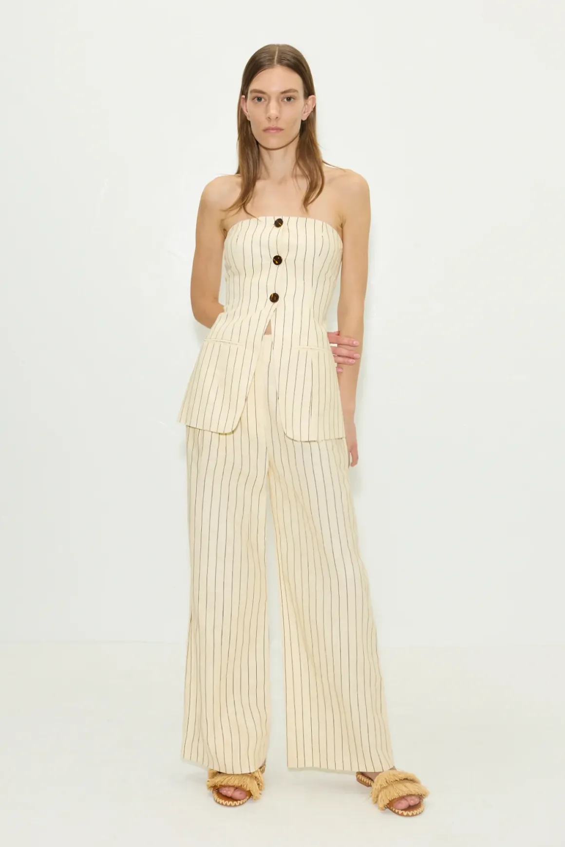 Morimori strapless linen top