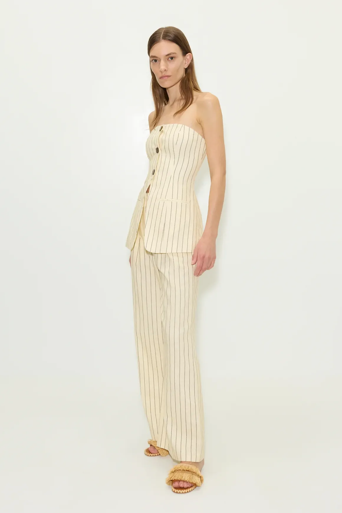 Morimori strapless linen top